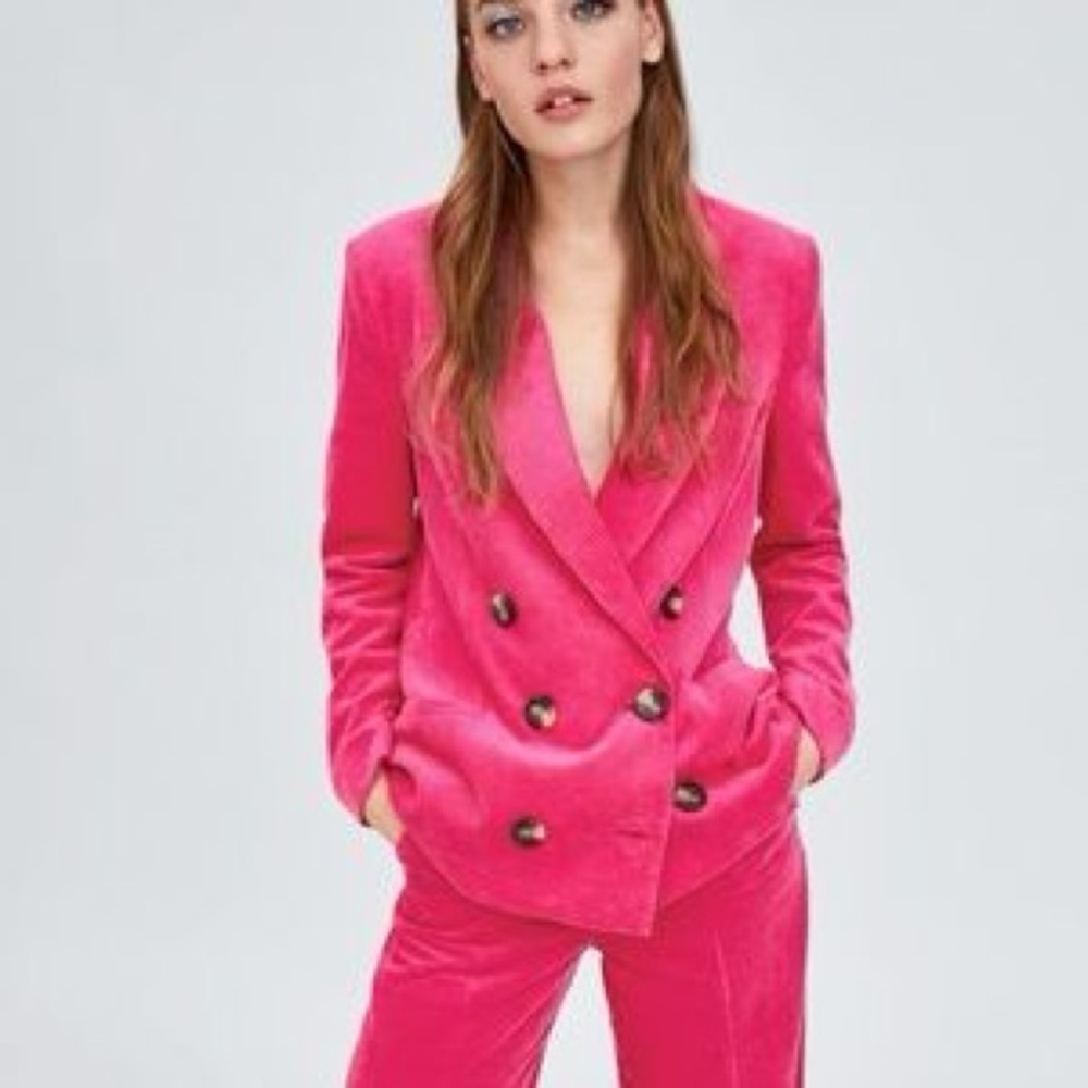 Zara Pink Corduroy Blazer
